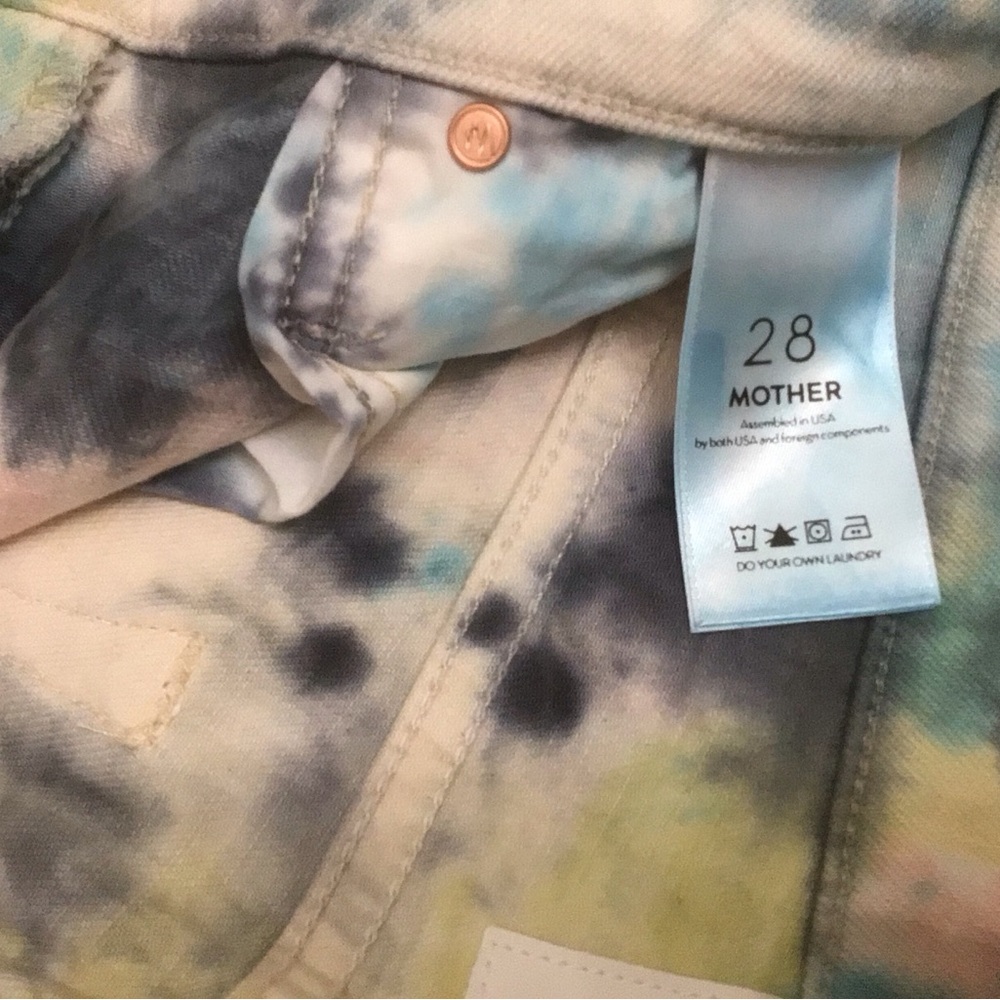 MOTHER The Tripper Button Fly Tie-Dye 5 Pocket Cropped Jeans Size 28 NWOT - Picture 8 of 12